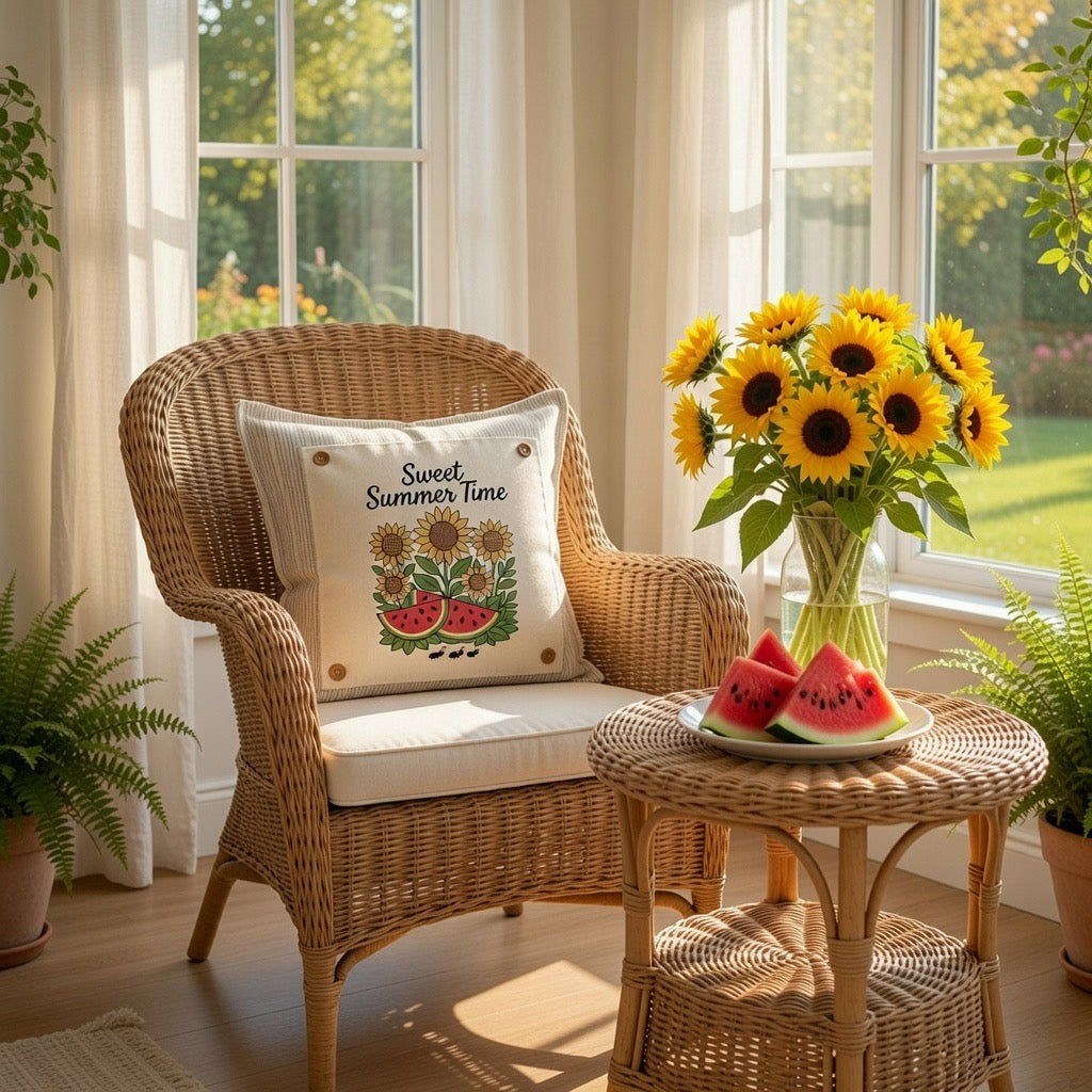 PANEL ONLY: SQUARE Entry, Garden, Between Holidays, House Warming, Host, sunflowers, watermelon, Summer; SWEET SUMMER TIME