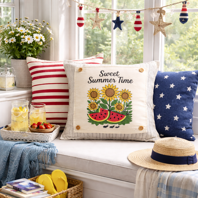 PANEL ONLY: SQUARE Entry, Garden, Between Holidays, House Warming, Host, sunflowers, watermelon, Summer; SWEET SUMMER TIME