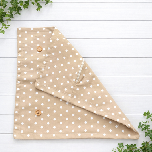 COVER ONLY: SQUARE Tan and white spots polka dot Pillow; WHITE/TAN POLKA-DOT PILLOW COVER ONLY (no insert)