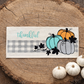 PANEL ONLY: RECTANGLE for throw pillow Autumn Thanksgiving Pumpkins Cider Bless Gratitude Gingham THANKFUL PUMPKIN