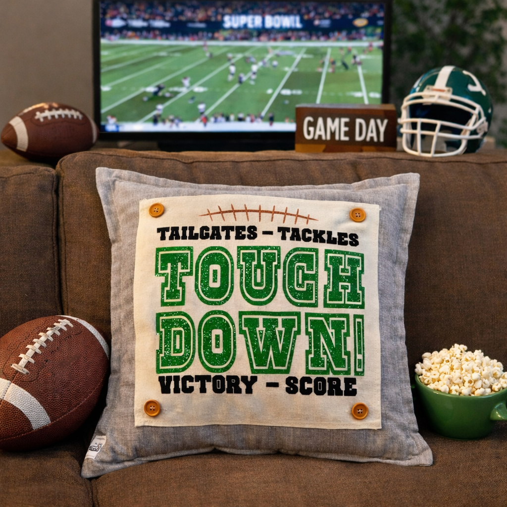 GLITTER PANEL ONLY: SQUARE  Play Ball Football Baseball Softball SUPERBOWL Special Events Panel: TEAM NAME SUPERBOWL PARTY Winter Spring Summer Fall Football Team Autumn; Sports Glitter Football or Baseball TOUCH DOWN