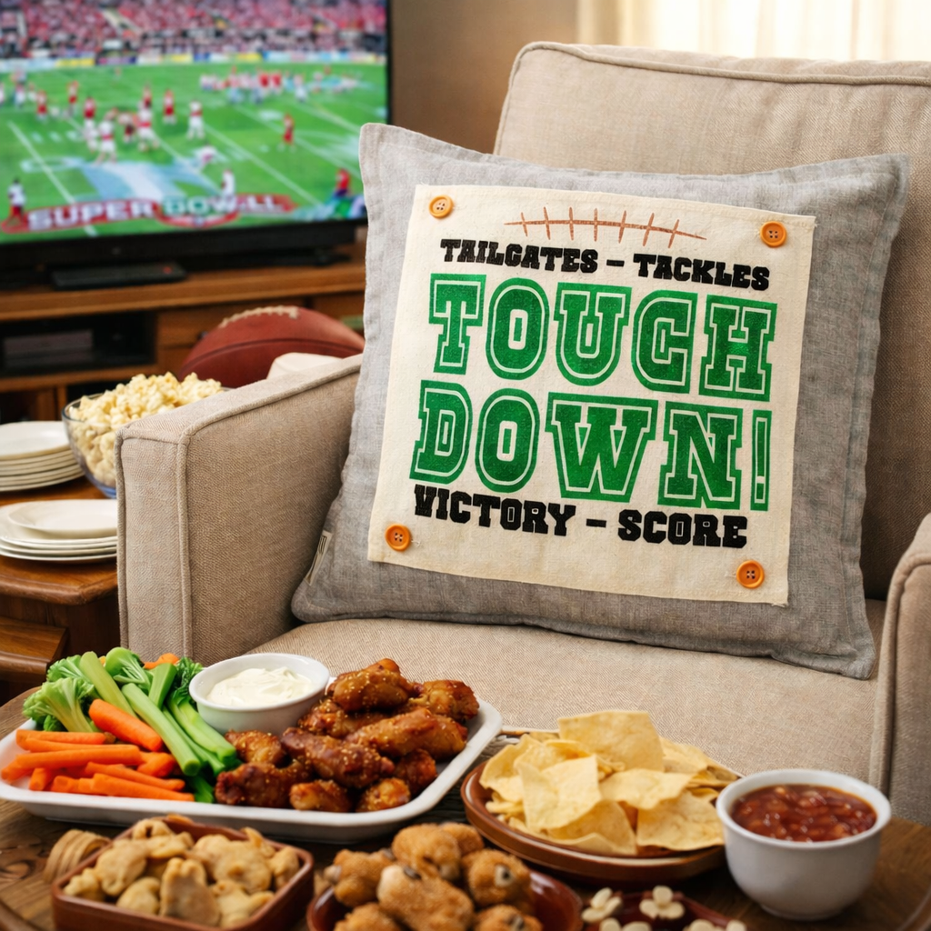 GLITTER PANEL ONLY: SQUARE  Play Ball Football Baseball Softball SUPERBOWL Special Events Panel: TEAM NAME SUPERBOWL PARTY Winter Spring Summer Fall Football Team Autumn; Sports Glitter Football or Baseball TOUCH DOWN