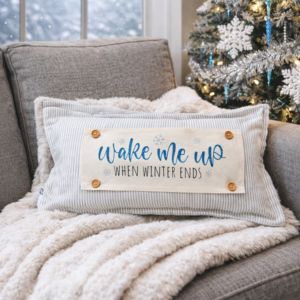 PILLOW ONLY (with fluffy insert): Farmhouse Gray/White Ticking Stripes: RECTANGLE GRAY/WHITE STRIPES TICKING  PILLOW (with insert)