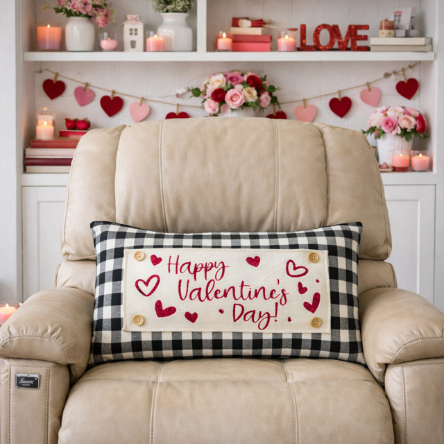 GLITTER PANEL ONLY:  RECTANGLE Glitter Holiday Panel: Winter, Cherry Pink, Love, Spouse, Partner; PINK HAPPY VALENTINE'S DAY