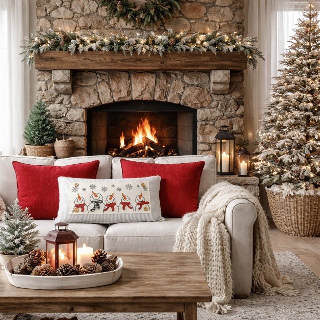 NEW! WINTER 26 Bundle:  GRAY TICKING STRIPE pillow, SNOWMAN SCARVES, XOXO, PASTEL EGGS