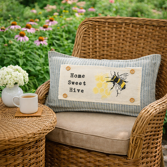 PANEL ONLY: RECTANGLE Boho Beehive Happy Mother's Day Summer, Spring; 1 BEE HOME SWEET HIVE