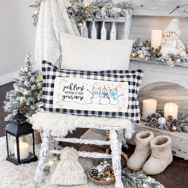 PANEL ONLY: RECTANGLE Season Panel: Winter January Decor Snow Snowflake Christmas; Singing Chorus Caroling Dancing Snowman JACK FROST