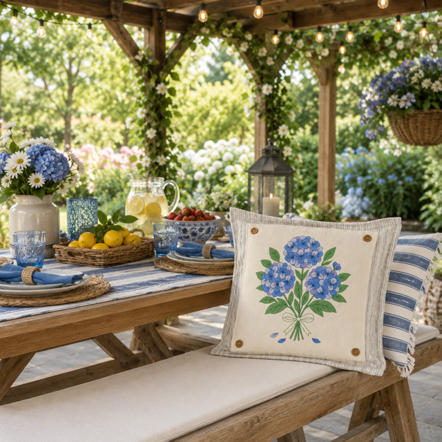 PANEL ONLY: SQUARE Entry, Garden,  House Warming, Host, Mother's Day Neutral; HYDRANGEAS