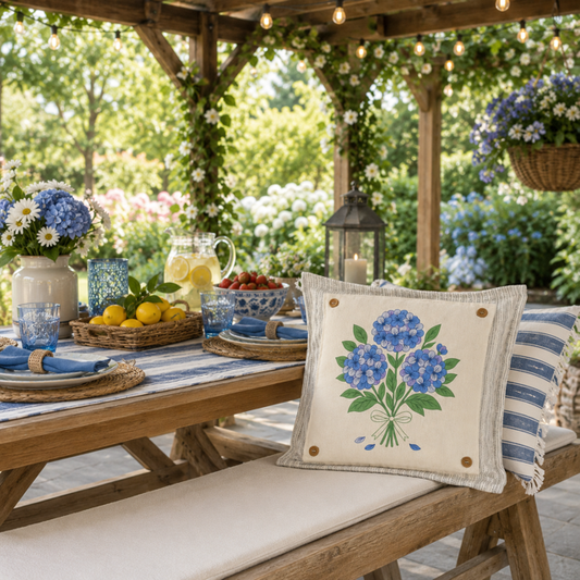 PANEL ONLY: SQUARE Entry, Garden,  House Warming, Host, Mother's Day Neutral; HYDRANGEAS
