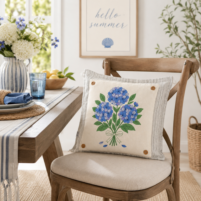 PANEL ONLY: SQUARE Entry, Garden,  House Warming, Host, Mother's Day Neutral; HYDRANGEAS