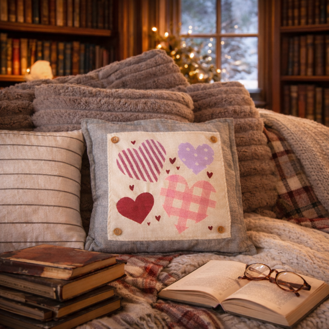 PANEL ONLY: 
SQUARE Holiday Pure & Simple Aesthetic Classy Clean Boho Heart Cursive Honest Natural Love Winter, Valentine's, Hearts, Red, Purple, Pink, Polk-a-dot, Stripes, Gingham, Plaid: SQUARE HEARTS;