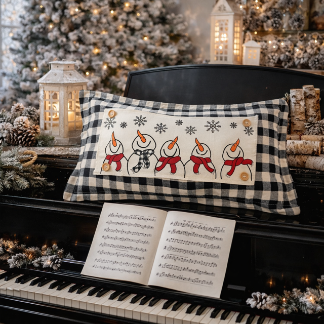 NEW! CUSTOM WINTER WEDDING BUNDLE 26:  3 seasons + GINGHAM/BUFFALO CHECK throw pillow: SNOWMAN SCARVES / XOXO / CARROT PATCH / CUSTOM PANEL