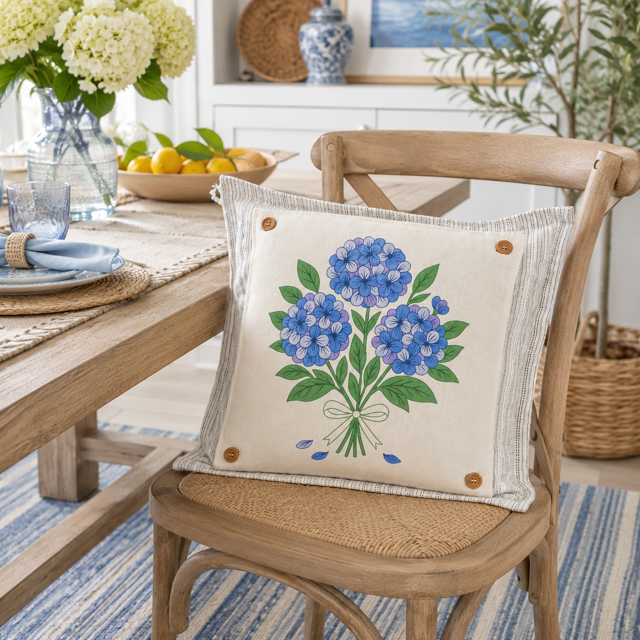 PANEL ONLY: SQUARE Entry, Garden,  House Warming, Host, Mother's Day Neutral; HYDRANGEAS