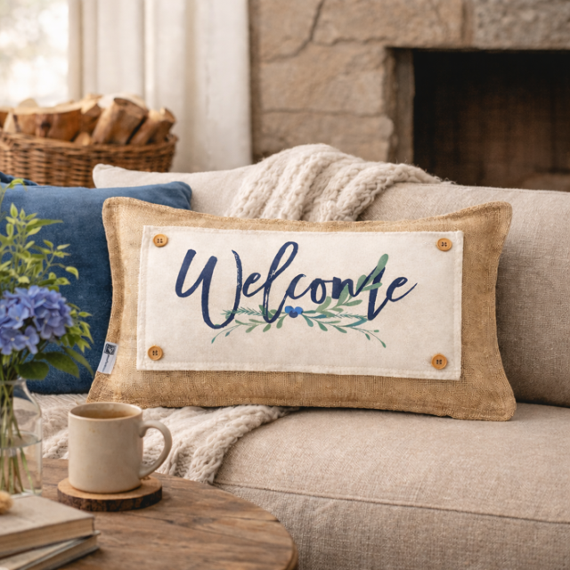 NEW! RECTANGLE SUMMER/FALL BUNDLE:  3 seasons + BURLAP pillow:  LIFE IS SWEET, BARN QUILT, NEW WELCOME
