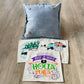 NEW! SQUARE BUNDLE SET: Charcoal Gray Solid Pillow (comes with foam insert and these 3 panels in back pocket); Winter Spring Summer Fall Autumn:  HOCUS POCUS, PUMPKIN PATCH, STATIONWAGON