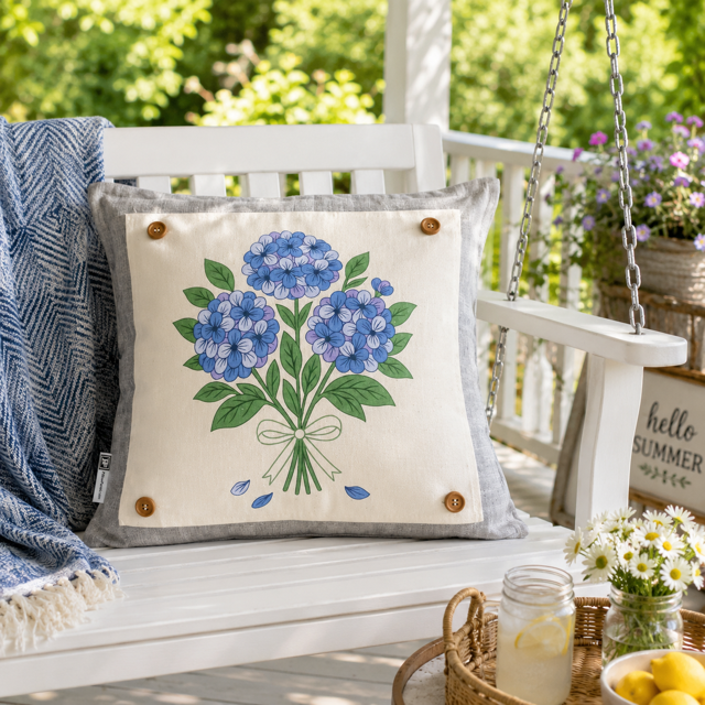 PANEL ONLY: SQUARE Entry, Garden,  House Warming, Host, Mother's Day Neutral; HYDRANGEAS