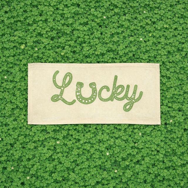 PANEL ONLY: RECTANGLE Holiday Spring, St. Patrick's Day, March 17th Leprechaun, Horse Shoe, Green, Irish, VINTAGE WORN LUCKY