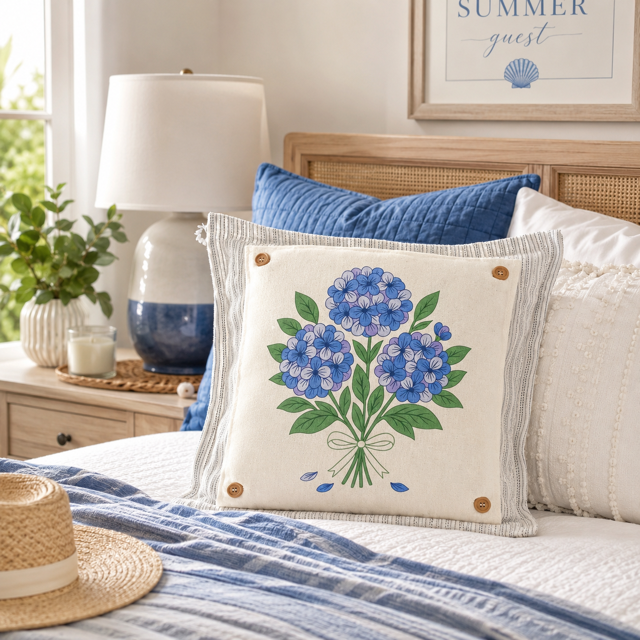 PANEL ONLY: SQUARE Entry, Garden,  House Warming, Host, Mother's Day Neutral; HYDRANGEAS
