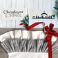 NEW!  GLITTER GIFT PARTY PACKAGE BUNDLE: Holiday Pillow Cover Panel Christmas Winter: Runner Combo GLITTER CHRISTMAS BEGINS WITH CHRIST / NATIVITY SILOUETTE + CHARCOAL/GREY STRIPES TRABLE RUNNER