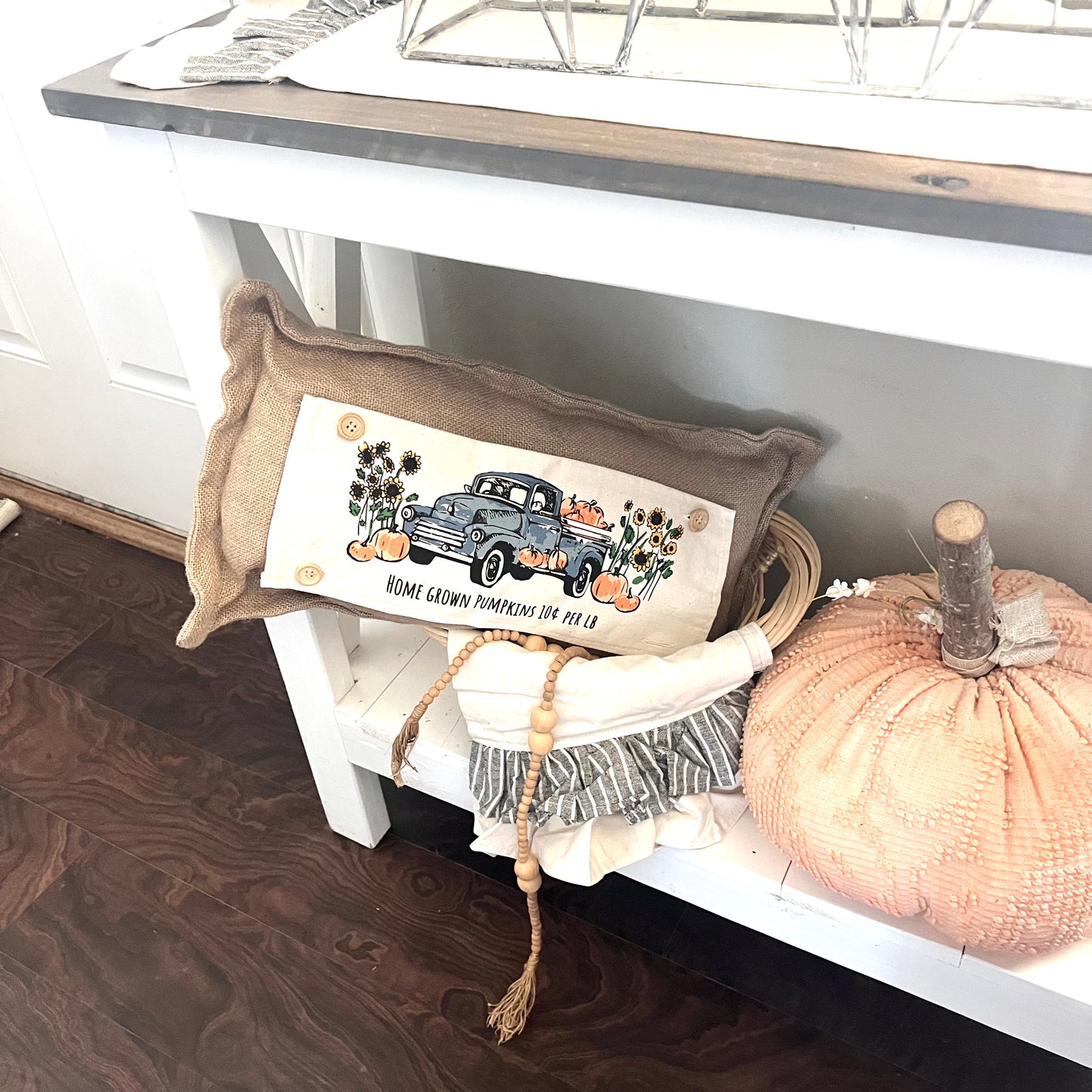 SEASONAL BUNDLE SET: Burlap Idaho Potato Farm Sack Bag Pillow  (comes with insert and these 4 panels inside back pocket); Winter Spring Summer Fall Autumn: DEER, BUNNY HOP EASTER, HOME SWEET HIVE BEE, THANKFUL PUMPKINS,