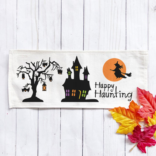 Holiday Panel: Halloween October 31st Fall Autumn Bats Flying Witch Dead Tree Mansion; HAPPY HAUNTING HAUNTED HOUSE