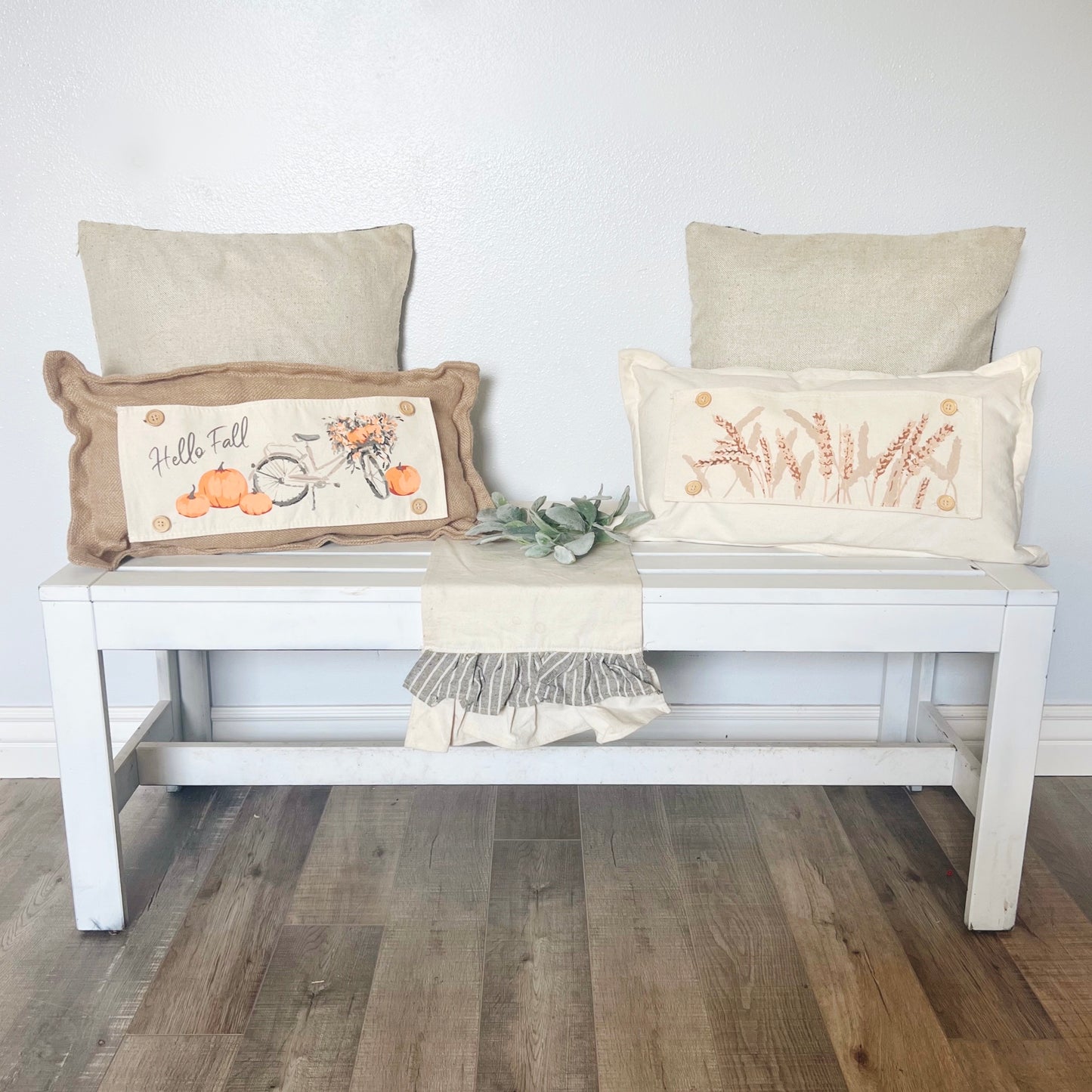 SEASONAL BUNDLE SET: Burlap Idaho Potato Farm Sack Bag Pillow  (comes with insert and these 4 panels inside back pocket); Winter Spring Summer Fall Autumn: DEER, BUNNY HOP EASTER, HOME SWEET HIVE BEE, THANKFUL PUMPKINS,