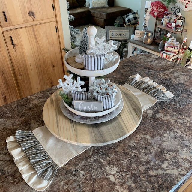 Matching Table Runner: CHARCOAL/CREAM STRIPES RUNNER