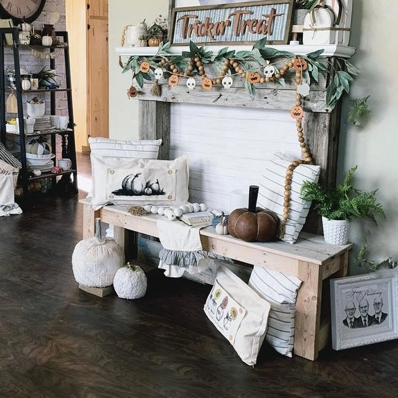 Seasonal Panel: Hand-Painted White Pumpkins; Fall Autumn, WHITE PUMPKINS