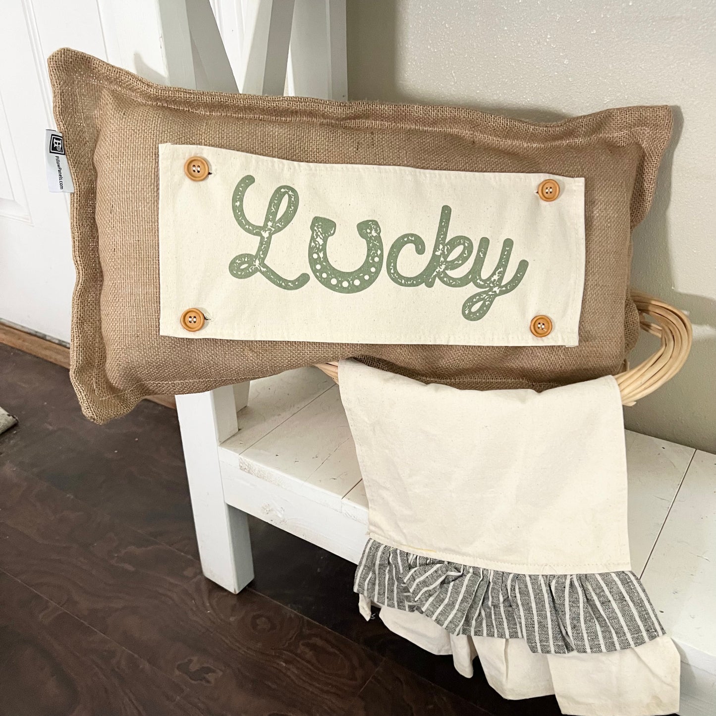 SEASONAL BUNDLE SET: Burlap Idaho Potato Farm Sack Bag Pillow  (comes with insert and these 4 panels inside back pocket); Winter Spring Summer Fall Autumn: DEER, BUNNY HOP EASTER, HOME SWEET HIVE BEE, THANKFUL PUMPKINS,