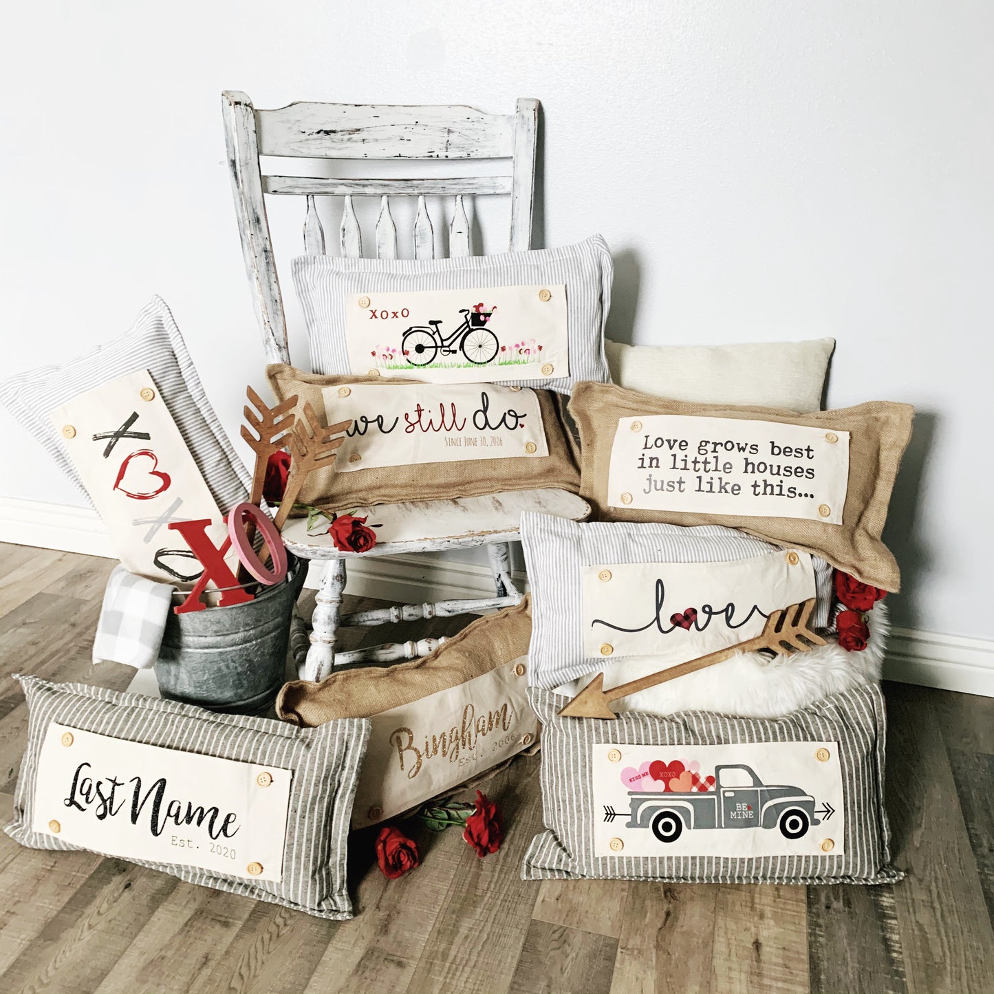 Holiday Panel: Vintage,  Father's Day Dad Winter, Country Farm, Red, Pink, Farmhouse, Arrow, Love, Be Mine; VALENTINES TRUCK