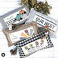SEASONAL BUNDLE SET: Charcoal/Cream Stripes Pillow (comes with foam insert and these 4 panels in back pocket); Winter Spring Summer Fall Autumn: THANKFUL PUMPKINS, DEER, BUNNY HOP EASTER, HOME SWEET HIVE BEE